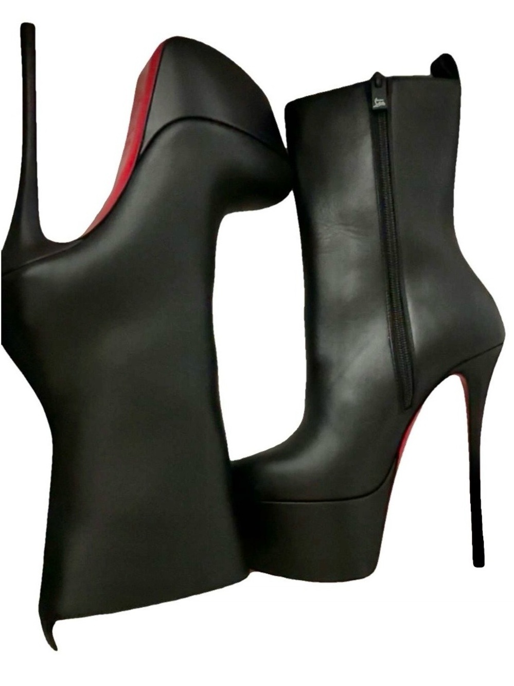 CHRISTIAN LOUBOUTIN SZ 41 DOLLY ALTA BOOTY BLACK LEATHER PLATFORM BOOTS